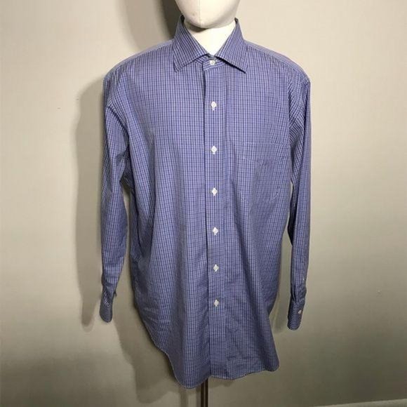 American Living Blue Plaid Shirt 16 1/2 - Picture 7 of 9